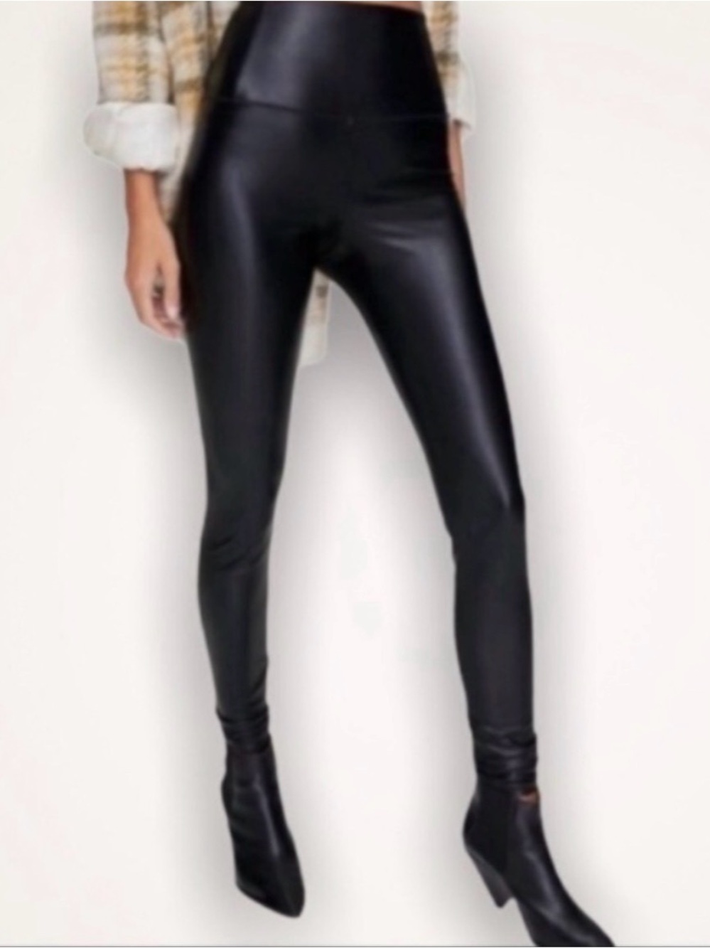 7 For All Mankind Black Faux Leather Leggings